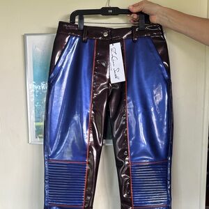 LaQuan Smith Blue and Brown Straight Leg Pants